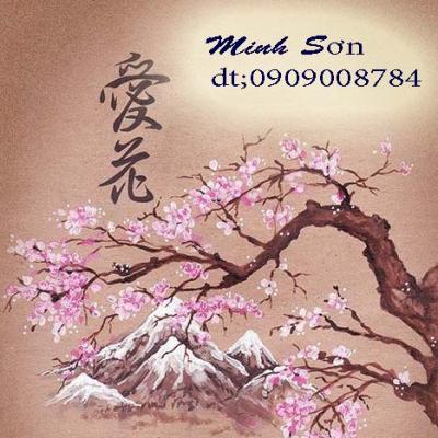 vẽ trang trí trên kính hoa đào