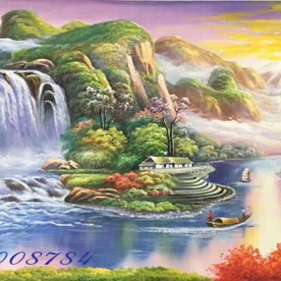 Tranh sơn thủy thác nước 80x150