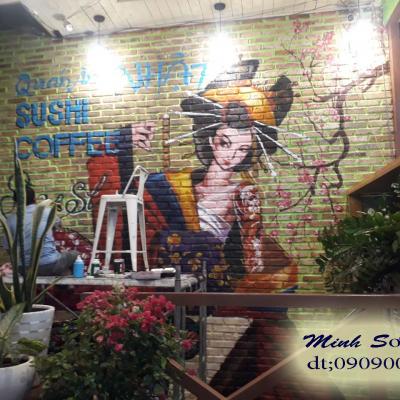 vẽ tranh tường trang trí quán